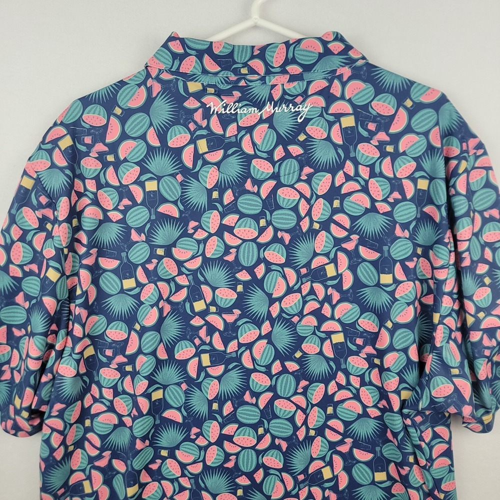 William Murray Mens Button Up Shirt Blue XL Watermelon Print Golf Casual Stretch - Picture 8 of 16